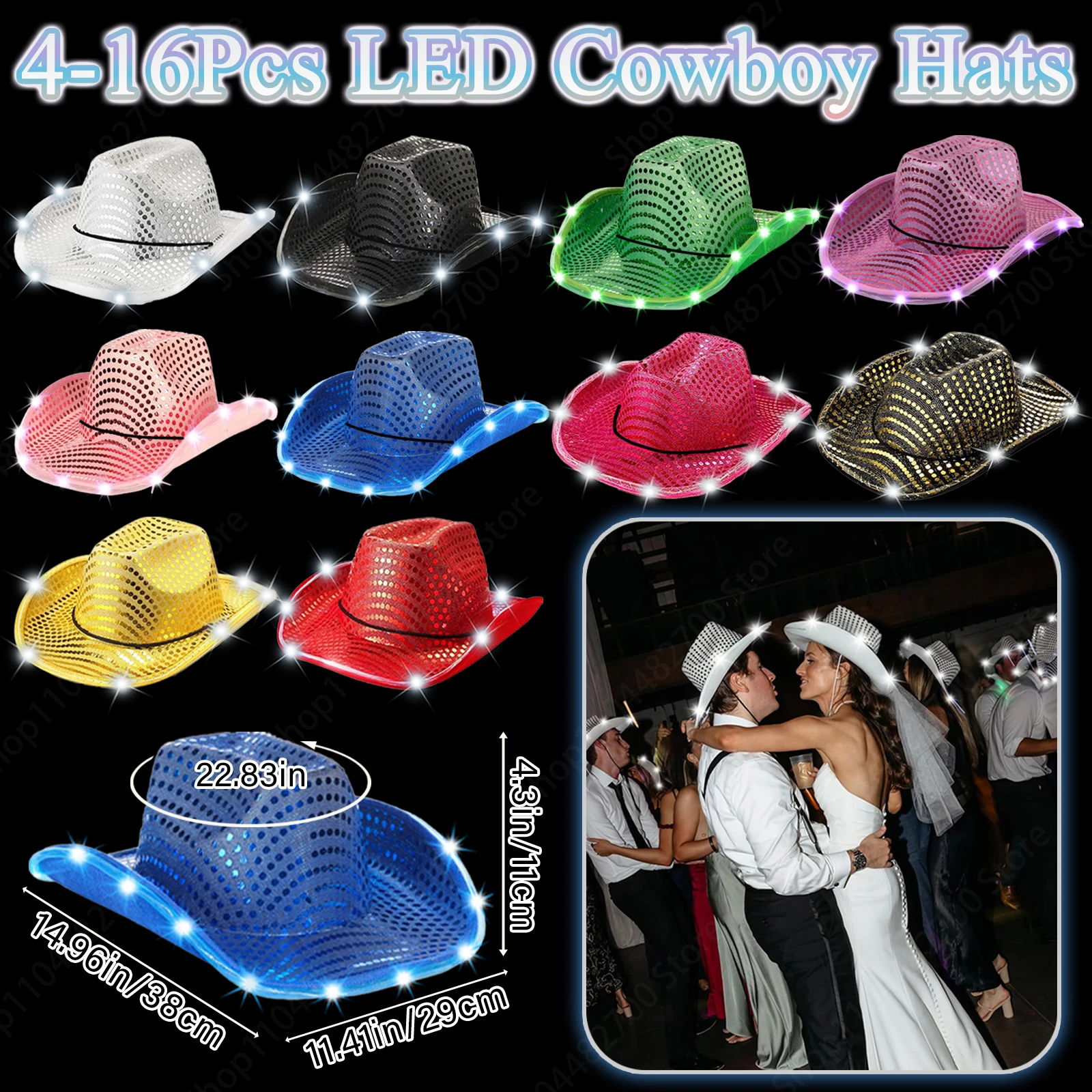 Chapéus de Cowboy LED em Pacot - Party Hat Cone avaliação e preço