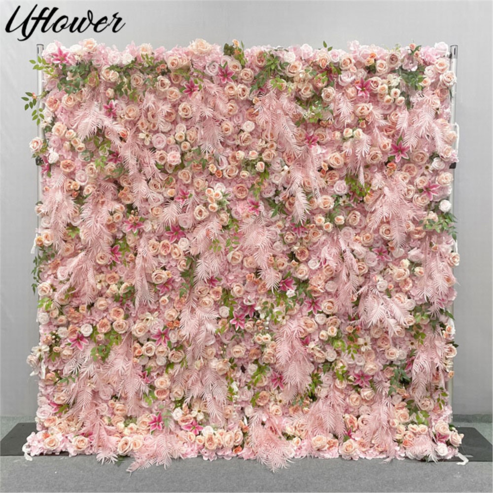 Uflower 5d rosa rosa pano flor - Flower Wall Panel avaliação e preço