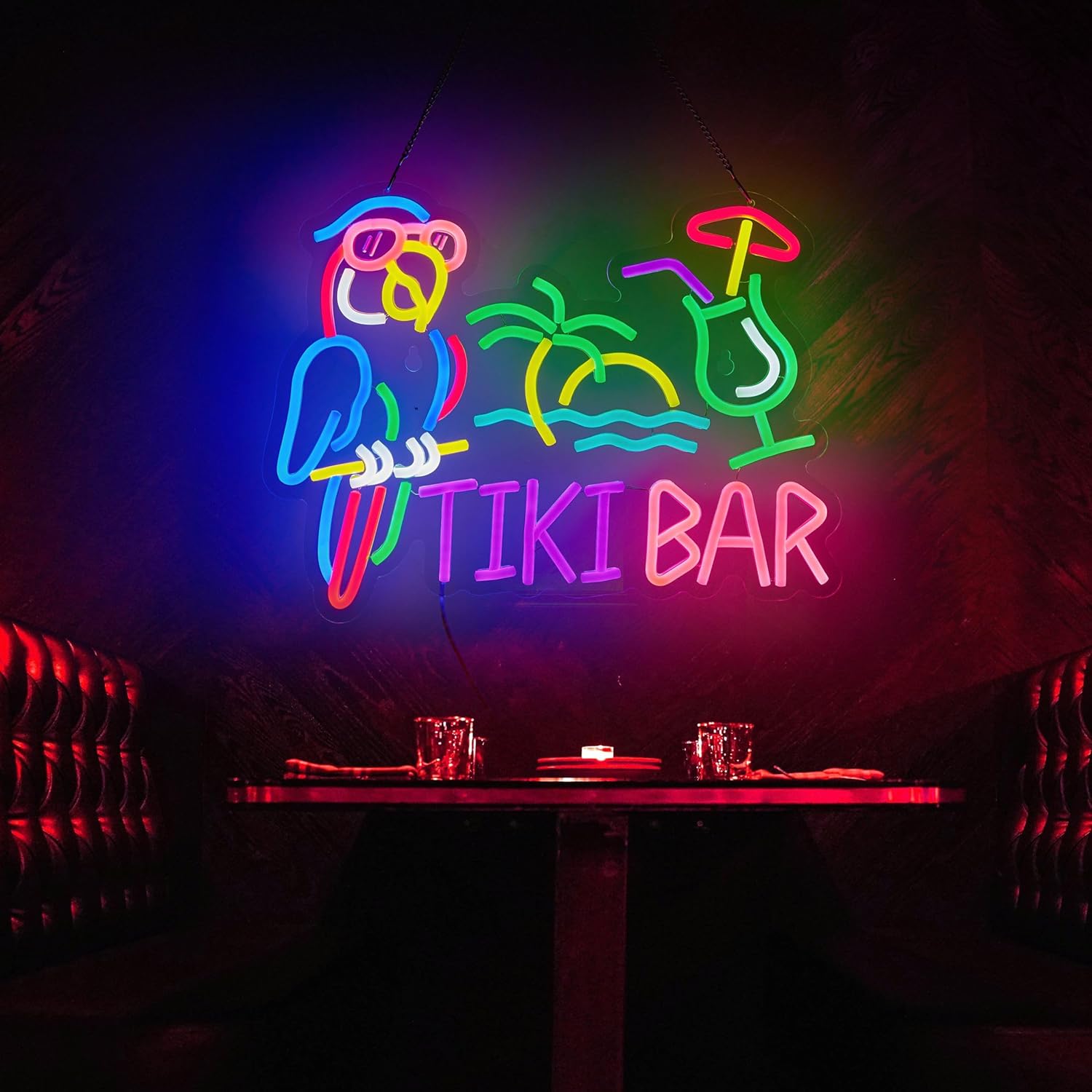 Letreiro Neon Tiki Bar Papagai - Neon Sign Party avaliação e preço